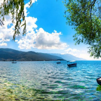Ohrid Lake and traditional part of Albania