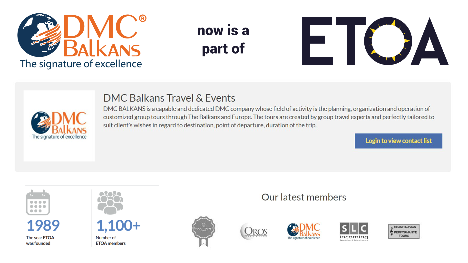 DMC Balkans Travel & Events является членом ETOA :: DMC Balkans - Macedonia  and Balkans incoming tour operator